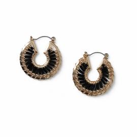 Freedom Black and Gold Beaded Hoop Earrings