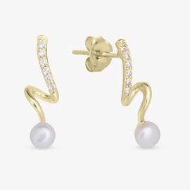 Revere Gold Plated Sterling Silver Twist Pearl Drop Earrings