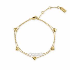 Radley 18ct Gold Plated Double Layer Heart & Pearl Bracelet