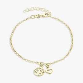 Revere 9ct Gold Plated Tree of Life and Heart Charm Bracelet