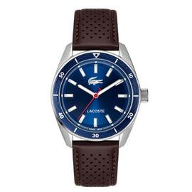 Lacoste Blue Dial Brown Leather Strap Watch