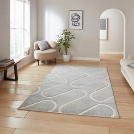 Catherine Lansfield Curve Grey Short Pile Rug