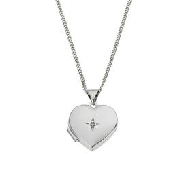 Moon & Back Diamond Accent Heart Locket 18 Inch Necklace
