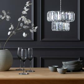 Argos Home Valencia Chrome 2 Tier Lampshade - 21.5cm