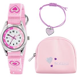 Tikkers Kid's Pink Heart Watch, Bracelet and Purse Set