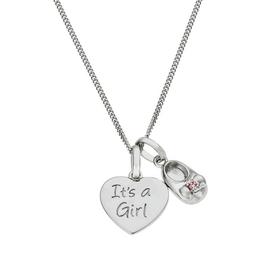 Moon & Back Silver Baby Girl Pendant 18 Inch Necklace