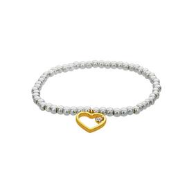 Amelia Grace Gold Colour Heart Charm Silver Colour Bracelet