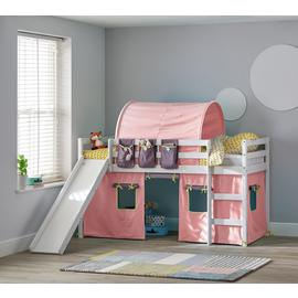 Argos Home Kaycie White Mid Sleeper with Slide & Rose Tent