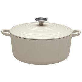 Argos Home 5.3 Litre Cast Iron Casserole Dish - Cream