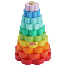 Fisher-Price Wooden Ring Stacker Fine Motor Toy 10 Pieces