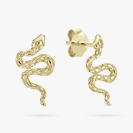 Revere 9ct Gold Plated Sterling Silver Snake Stud Earrings