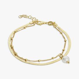 Revere 9ct Gold Plated Double Strand Pearl Bracelet