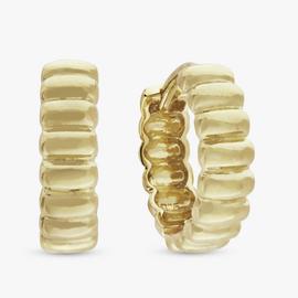 Revere Gold Plated Sterling Silver Ribbed Hoop Earrings