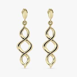 Revere 9ct Yellow Gold Spiral Twisted Drop Earrings