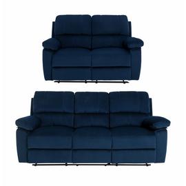 Argos Home Toby Velvet 2 & 3 Seater Recliner Sofa - Navy