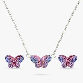 Revere Sterling Silver Crystal Butterfly Jewellery Set