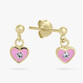 Revere Gold Plated Silver Pink Enamel Heart Stud Earrings