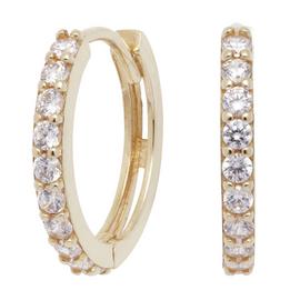 Revere 9ct Gold Cubic Zirconia Claw Set Hoop Earrings