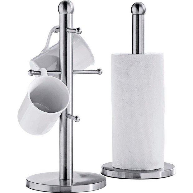 Buy HOME Satin Stainless Steel Mug TreeKitchen Towel Holder Set at