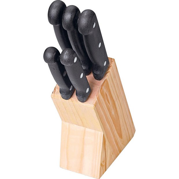 Buy Simple Value 5 Piece Knife Set with Wooden Knife Block at Argos.co