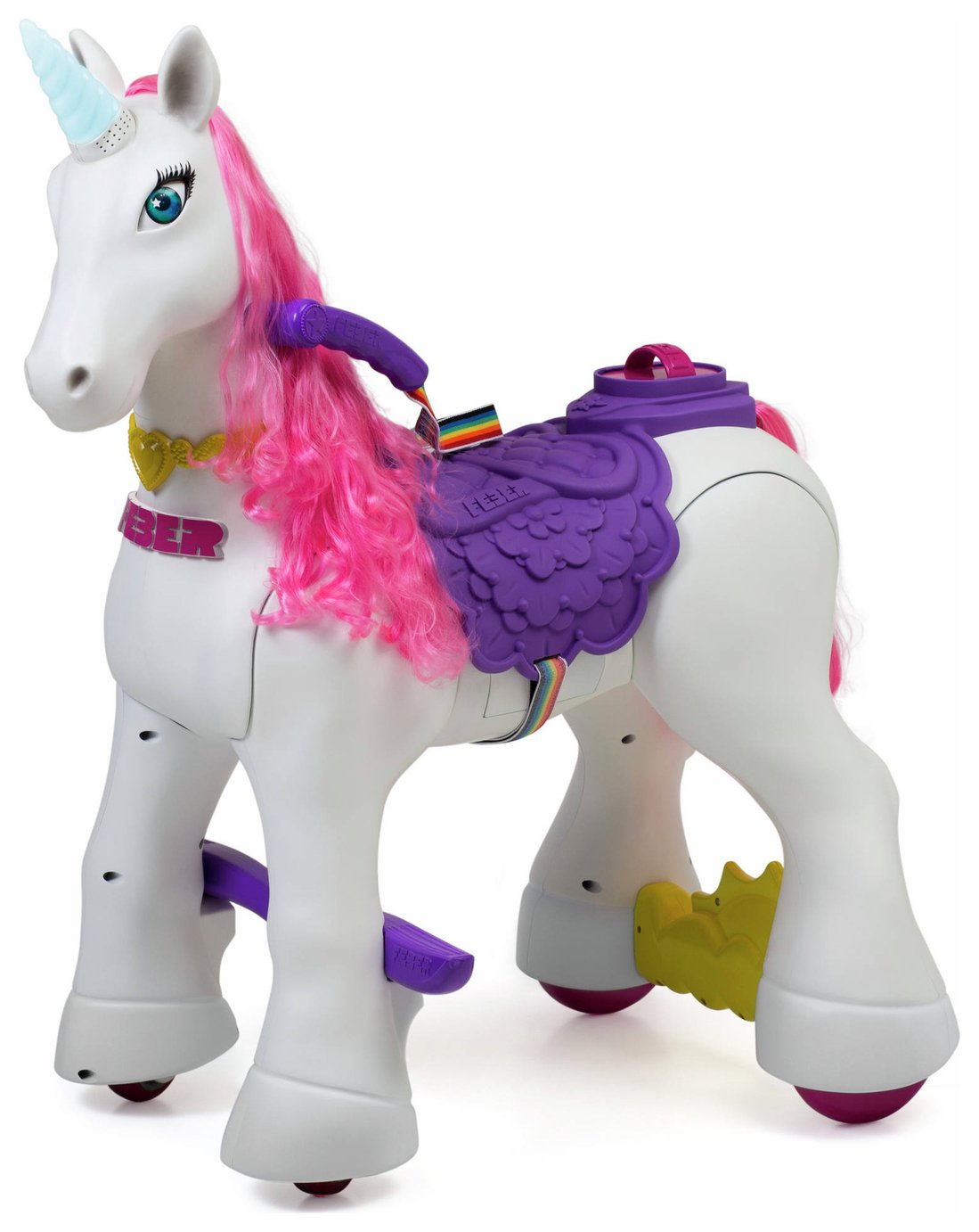 riding toy unicorn with purple horn