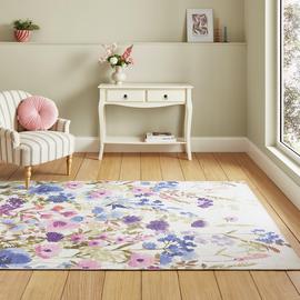 Catherine Lansfield Floral Purple Flatweave Rug