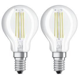 Osram 4W Filament LED Glass Globe SES Bulb - Twin Pack