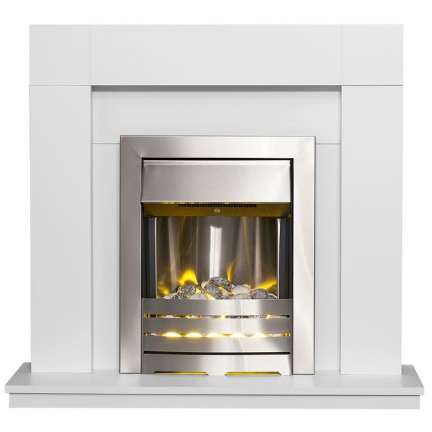 Buy Adam Wyoming Electric Freestanding Fire Suite- White u0026 Black | Electric  fires | Argos