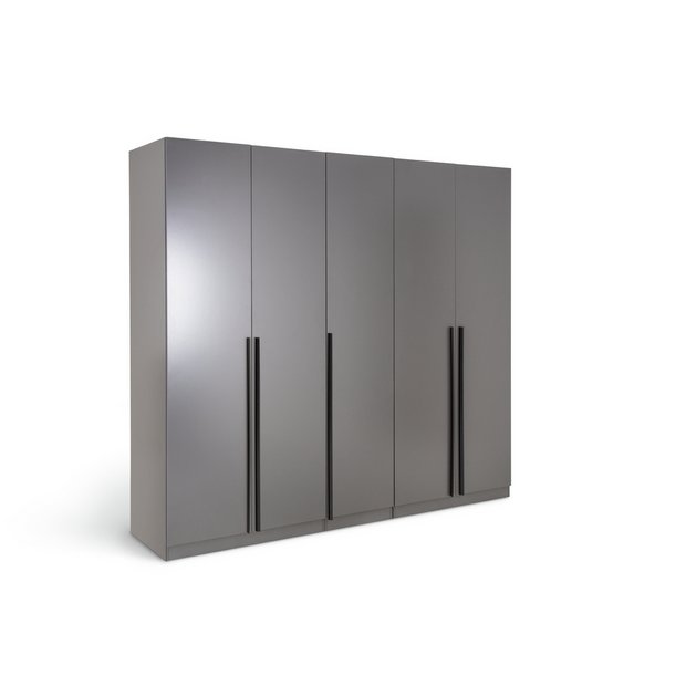 5 door grey deals wardrobe