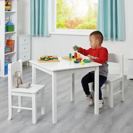 Liberty House Toys Kids Wooden Table & 2 Chairs Set - White