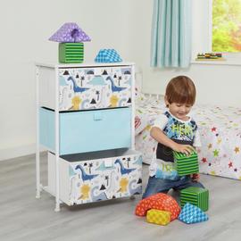 Liberty House Toys Kids Dinosaur 3 Drawer Storage Unit- Blue