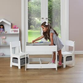 Liberty House Kids Chalkboard Table & 2 Chairs -White & Grey