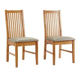 Argos Home Paris Pair of Solid Oak Dining Chairs - Grey