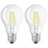 Osram 60W Filament LED Classic Glass GLS Bulb- Twin Pack