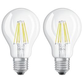 Osram 6W Filament LED Classic Glass GLS Bulb- Twin Pack