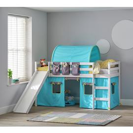 Argos Home Kaycie White Mid Sleeper with Slide & Blue Tent