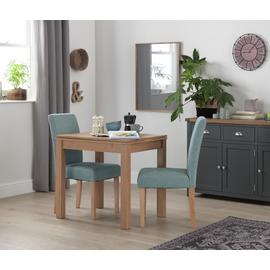 Argos Home Pair of Tweed Mid Back Dining Chairs - Teal