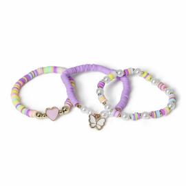 Flitzy Kids Pastel Bead Heart and Butterfly Bracelet Set