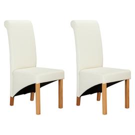 Argos Home Pair of Scrollback Deep Skirted Chairs - Cream