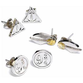 Harry Potter Silver Colour Stud Earrings - Set of 3