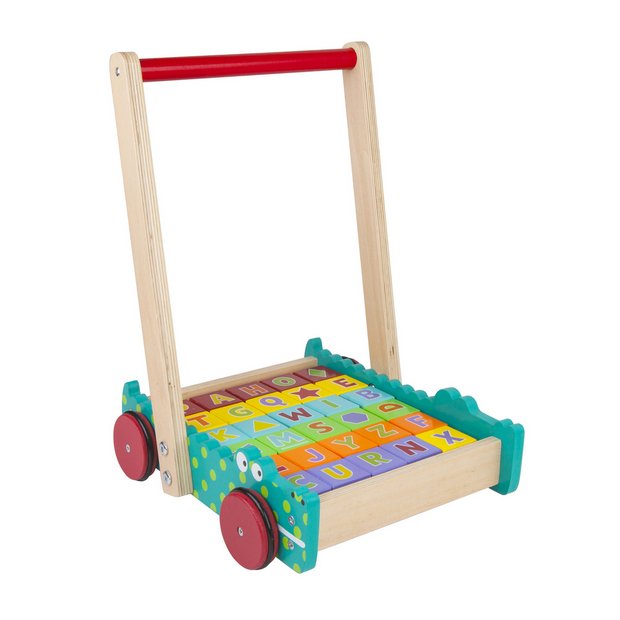 Wooden push cheap cart with blocks