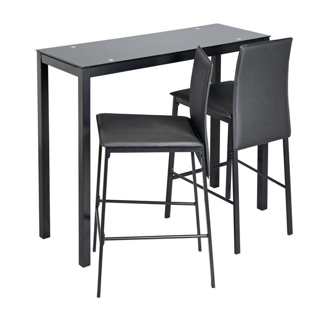 Buy Argos Home Lido Glass Bar Table 2 Black Chairs Space