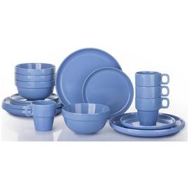 Waterside 16 Piece Stoneware Stacking Dinner Set - Blue