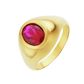 Revere Men's 9ct Gold Plated Silver Red CZ Signet Ring