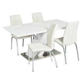 Argos Home Belvoir White Gloss Table & 4 Milo Chairs