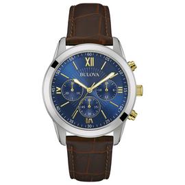 Bulova Men's Two Tone Brown Leather Strap Chronograph Watch