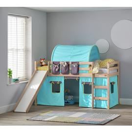 Argos Home Kaycie Pine Mid Sleeper with Slide & Blue Tent