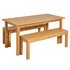 Argos Home Ashdon Solid Wood Table & 2 Oak Stain Benches
