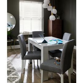 Argos Home Pair of Tweed Mid Back Dining Chair -Grey & White