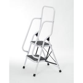 Two Step Foldable Safety Ladder With Top And Side Handrails